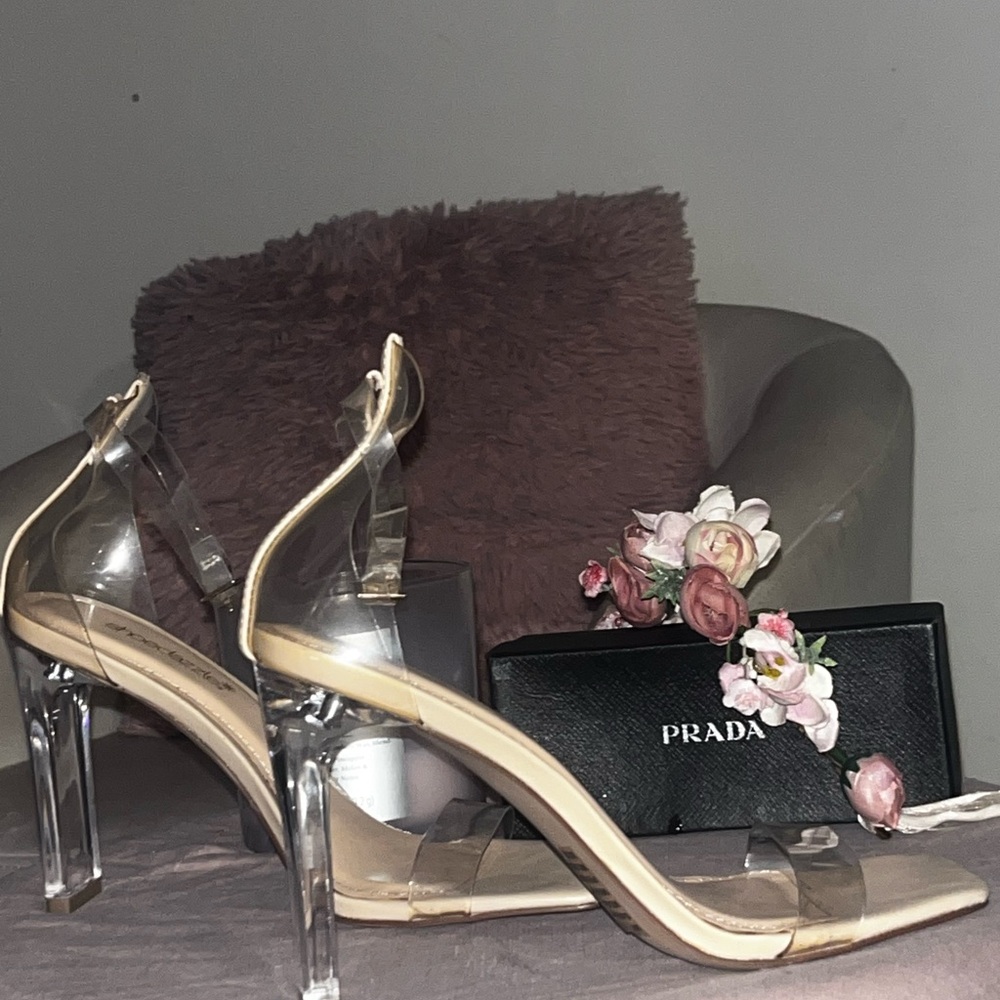 Women's Clear and Tan Heels